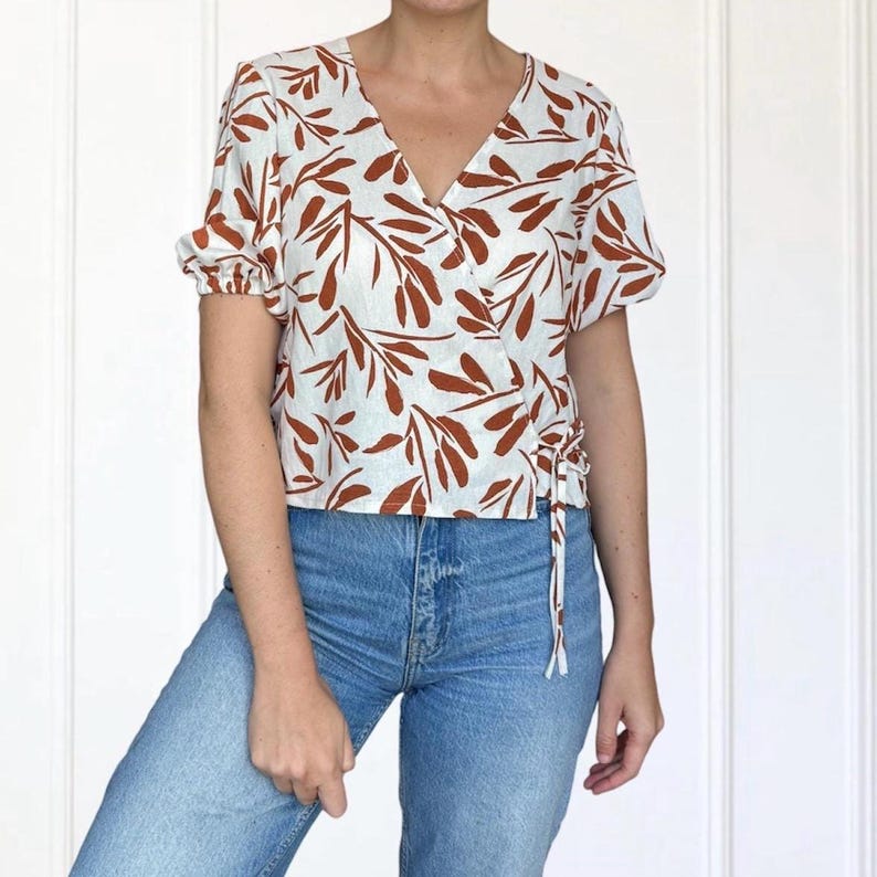 Pdf Sewing Pattern | Women Top Pattern| Puffed Sleeve Peplum Tie Top ...
