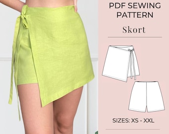 Wrap Skirt Pattern / Mini Skirt Sewing Pattern / Skort Sewing Pattern /  Women’s PDF Sewing Pattern