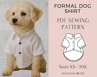 Patron de couture de chemise pour chien | Patron de couture PDF | Modèle chien | Patron de couture pour chien | Modèle pour animal de compagnie | Patron de couture chemise
