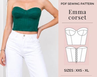 Korsett Schnittmuster / Talla XSS-XL / Patrón Corset / Patrón decostura / Patrones Bustier / Patrón decostura pdf