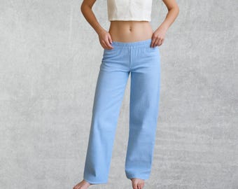 Low Rise Wide Leg Pants Sewing Pattern: Elastic Waist (PDF