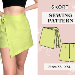 Skirt Sewing Pattern | Knot Skort pattern | Skirt Pattern | Shorts Sewing pattern | pdf sewing pattern | Mini Skirt | Skort pattern