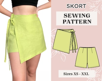 Skirt Sewing Pattern | Knot Skort pattern | Skirt Pattern | Shorts Sewing pattern | pdf sewing pattern | Mini Skirt | Skort pattern