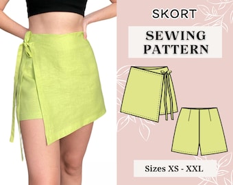 Schnittmuster Rock | Knoten Skort Muster | Rock Muster | Shorts Schnittmuster | pdf Schnittmuster | Minirock | Skort Schnitt