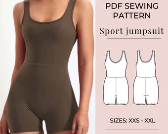 Jumpsuit sewing pattern | Active Romper Sewing Pattern | Women Sewing pattern | PDF sewing pattern | Jumpsuit Pdf pattern | workout clothes