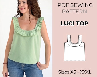 Women top pattern | Pdf sewing pattern | Puffed Sleeve Peplum tie Top pattern | Tie top pattern | Top sewing pattern | Shirt sewing pattern