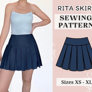 Pleated skirt pattern | Mini Skirt Sewing Pattern  Skirt Pattern | Sewing pattern | pdf sewing pattern | Sewing tutorial |  Gathered skirt