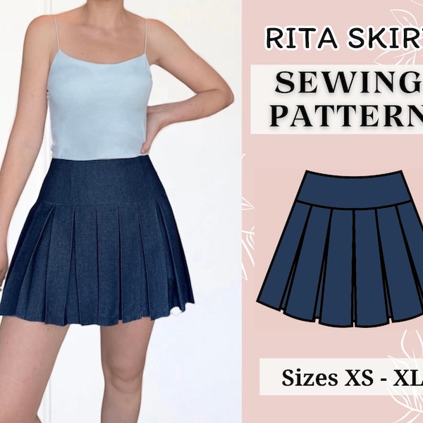 Mini Skirt Sewing Pattern | Pleated skirt pattern | Skirt Pattern | Sewing pattern | pdf sewing pattern | Sewing tutorial |  Gathered skirt