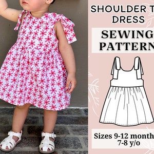 Girls dress sewing pattern| Pdf sewing pattern | tie dress pattern | Girl Summer dress|  sewing pattern | Dress sewing pattern 0