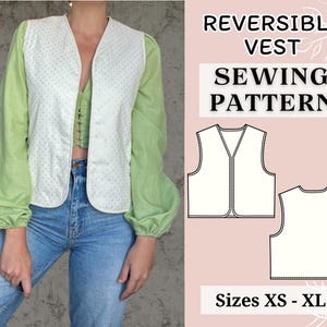 Vest Sewing Pattern | Pdf sewing pattern | Tie top pattern | Top sewing pattern | women sewing pattern | Quilted vest | cropped vest pattern