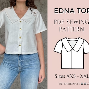 Pdf sewing pattern | Women top pattern | Tie top pattern | Top sewing pattern | Shirt sewing pattern