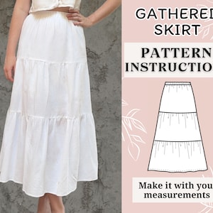 Maxi Skirt Sewing Pattern | Long Gathered Tiered | Skirt Pattern | Sewing pattern | pdf sewing pattern | Sewing tutorial |  Gathered skirt