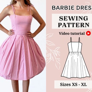 Dress sewing pattern ||Barbie Dress ||  Pdf sewing pattern || Dress Pdf pattern || Sizes XS-XL || A4 || Milkmaid dress || Cottagecore dress