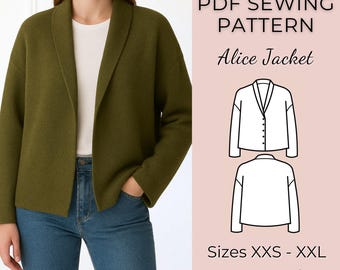 Jacket pattern | Pdf sewing pattern | Coat Sewing Pattern | Reversible jacket | women sewing pattern | Quilted jacket | Cardigan pattern