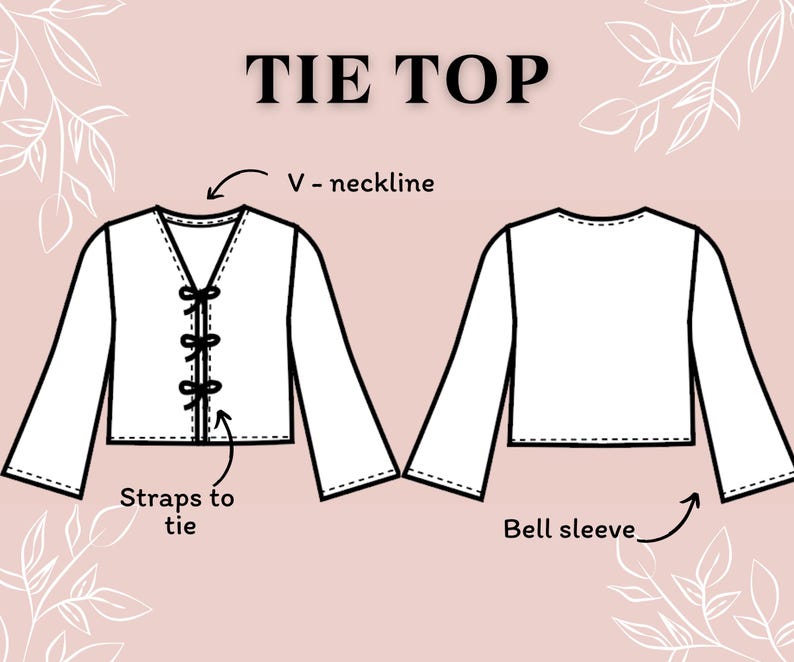 Women Top Pattern | Pdf Sewing Pattern | Puffed Sleeve Peplum Tie Top ...