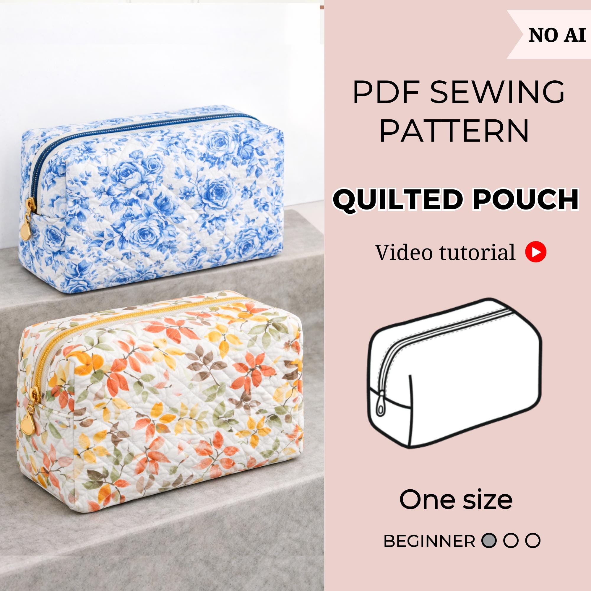 Boxy Quilt Pouch PDF Sewing Pattern | Pdf Sewing Pattern | Quilted ...