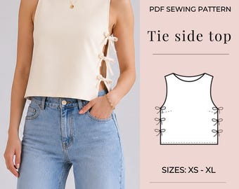 Women top pattern | Pdf sewing pattern |  tie side Top pattern | Tie top pattern | Top sewing pattern | Shirt sewing pattern