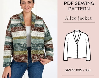 Jacket pattern | Pdf sewing pattern | Coat Sewing Pattern | women sewing pattern | Cardigan pattern