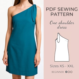Dress Sewing Pattern | Pdf sewing pattern | Women's Sewing Pattern | One shoulder dress | Instant dowland