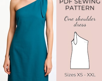 Dress Sewing Pattern | Pdf sewing pattern | Women's Sewing Pattern | One shoulder dress | Instant dowland