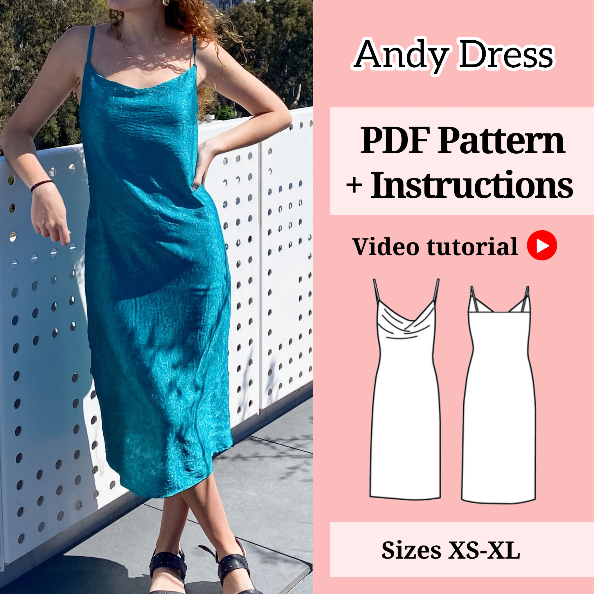 Slip Dress Sewing Pattern Silk Dress Pattern Satin Dress Pattern Dress