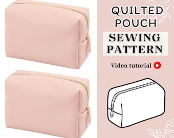 Boxy quiltzakje pdf-naaipatroon | Pdf-naaipatroon | Gewatteerd zakje | Patroon make-uptasje | Boxy zakjespatroon | Naaipatroon tassen