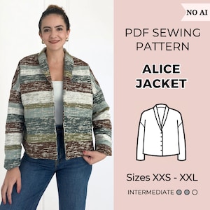 Patron de veste | Patron de couture PDF | Patron de couture pour manteaux | Veste réversible | patron de couture femme | Veste matelassée | Modèle cardigan
