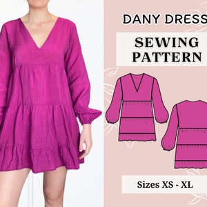 Dress sewing pattern | Pdf sewing pattern | Women pattern | sewing tutorial | Tunic sewing pattern for women