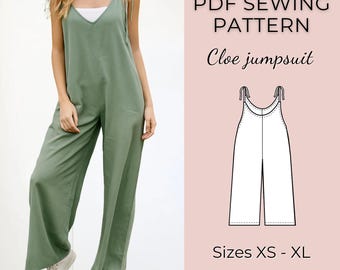 Jumpsuit pattern | Overalls pattern | Women Sewing pattern | Dungaree Pant Loose Trouser | Jumpsuit Pdf pattern | PDF sewing pattern