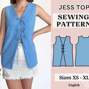 Women top pattern | Pdf sewing pattern |  tie Top pattern | Tie top pattern | Top sewing pattern | Shirt sewing pattern