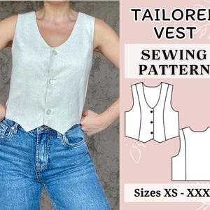 Vest Sewing Pattern | Pdf sewing pattern | Waistcoat sewing pattern | Top sewing pattern | women sewing pattern | Quilted vest