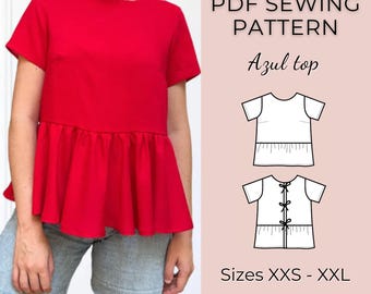 Women top pattern | Pdf sewing pattern |  Sleeve tie Top pattern | Tie top pattern | Top sewing pattern | Shirt sewing pattern