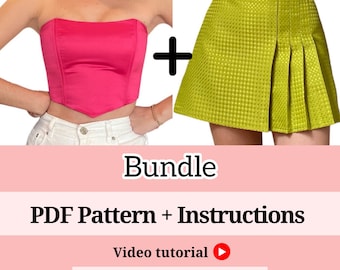 Patrón Corset PDF + Tutoriel Vidéo // Patron de jupe // Patrón Corset // Patrón de costura // Patrones Bustier // Patrón de costura pdf