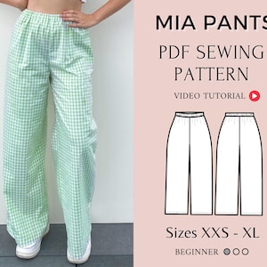 Pants sewing pattern | Hight waist pants | PDF sewing patterns | Instant dowland A4 | Sizes XXS- XL | Wide leg