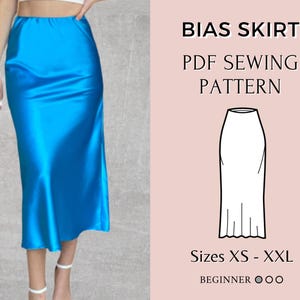 Bias Cut Midi Skirt pattern | Skirt Sewing Pattern | Midi skirt pattern | pdf sewing pattern | Satin Skirt Sewing Pattern | Size XS-XXL