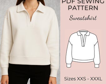 Sweatshirt Pattern | Sweater sewing pattern | Women pattern | pullover pattern | PDF sewing pattern | PDF instant download