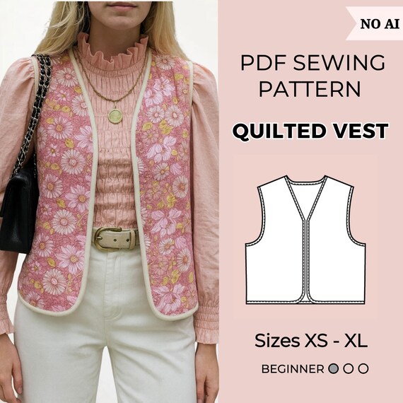 Vest Sewing Pattern | Pdf sewing pattern | Tie top pattern | Top sewing pattern | women sewing pattern | Quilted vest | cropped vest pattern