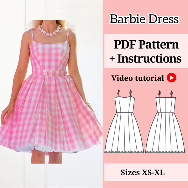 Dress sewing pattern ||Barbie Dress ||  Pdf sewing pattern || Dress Pdf pattern || Sizes XS-XL || A4 || Milkmaid dress || Cottagecore dress