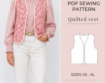 Quilted Vest Sewing Pattern | Pdf sewing pattern | Reversible vest pattern | women sewing pattern | cropped vest pattern