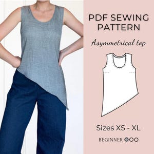 Women top pattern | Pdf sewing pattern | Asymmetrical Top pattern | Tie top pattern | Top sewing pattern