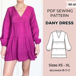 Kleid Schnittmuster | Pdf Schnittmuster | Frauen-Muster | Nähanleitung | Schnittmuster Tunika für Frauen