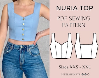 Women top pattern | Pdf sewing pattern | Top sewing pattern | Women sewing patterns | Shirt sewing pattern |  pdf sewing pattern