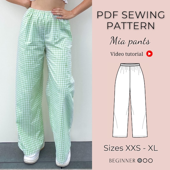 【PDF】straight pants Pants Sewing Pattern PDF Straight Pants | XS-XXXL | Instant