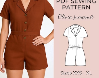 Women's Jumpsuit Sewing Pattern: Loose Dungaree Trouser (PDF Pattern A4/Letter/A0, XXS-XL)