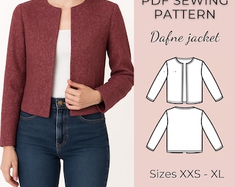 Patrón de costura para chaqueta de mujer: Descarga en PDF (XXS-XL)