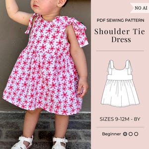 女の子用ドレスの型紙｜PDF型紙｜ネクタイ付きドレスの型紙｜女の子用サマードレス｜型紙｜ドレスの型紙