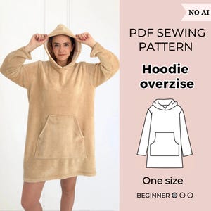 Patrón de costura en PDF para sudadera con capucha de gran tamaño / Talla única / Patrón de costura unisex