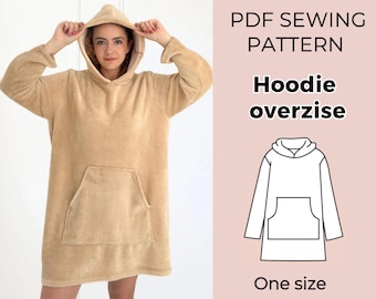 Oversized Hoodie PDF Sewing Pattern | One size | Unisex sewing pattern