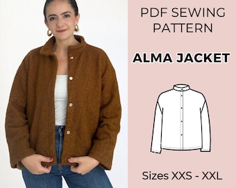 Patrón de chaqueta / Patrón de costura en PDF / Patrón de costura de abrigo / Chaqueta reversible / Patrón de costura de mujer / Chaqueta acolchada / Patrón de cárdigan