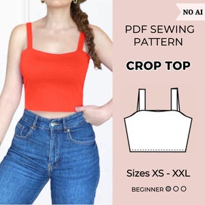 Patrón de costura de top corto en PDF/ Patrón de costura de top/ Patrón de corsé/ Patrón de costura para mujer